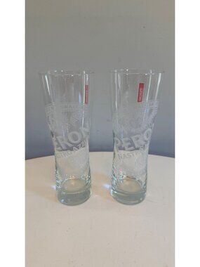 Peroni Nastro Azzurro Italian Tall 16 oz. Beer Glasses Etched Logo Set Of 2